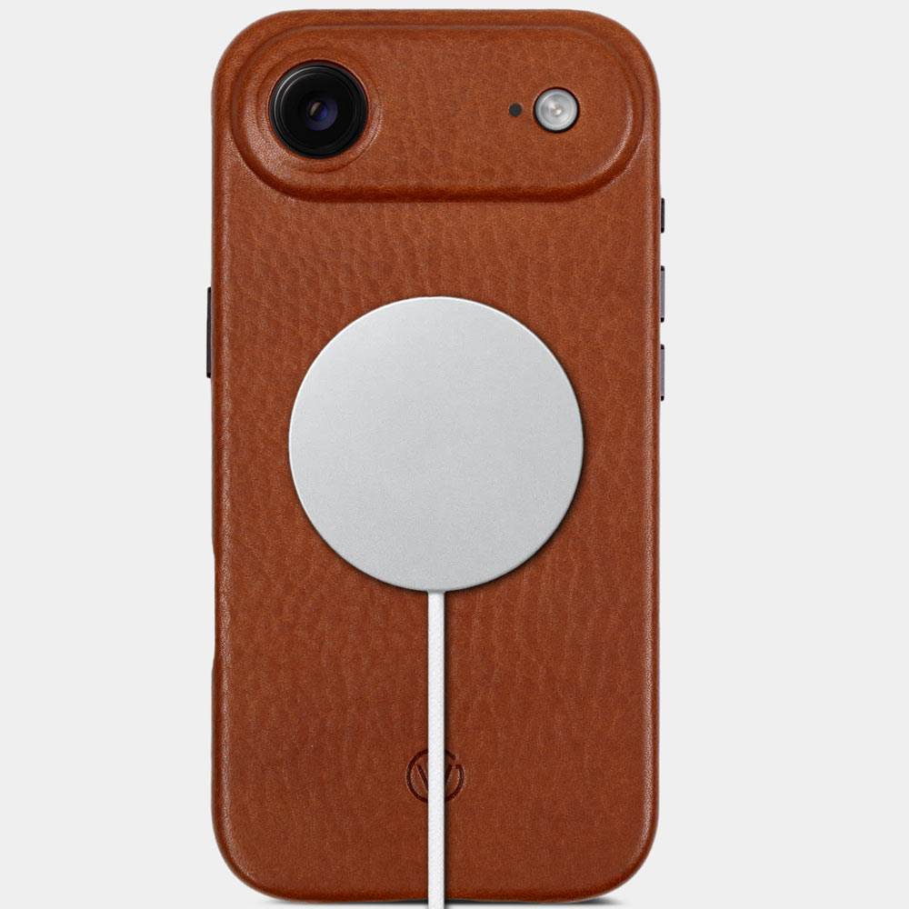 iPhone 17 Air Hülle Leder Cognac Braun – MagSafe kompatible Lederhülle