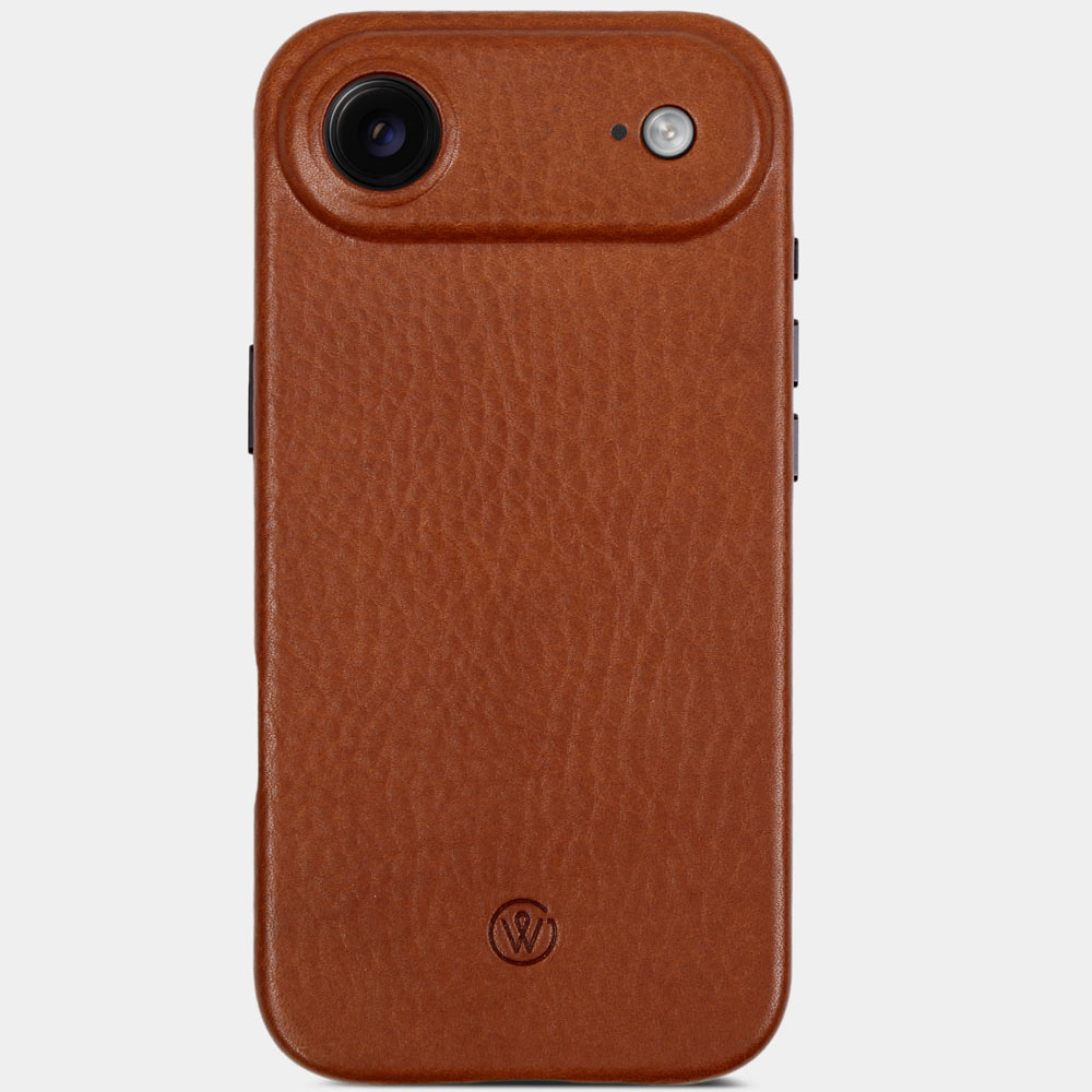 iPhone 17 Air Hülle Leder Cognac Braun mit verstärktem Kameraschutz – GOOD WILHELM