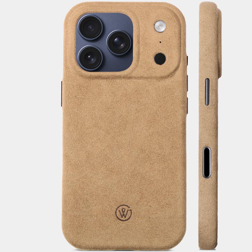 iPhone 17 Pro Alcantarahülle Baltic Sand – mit sicherem Kameraschutz und kleinem Ausschnitt, Premium Schutzhülle von Good Wilhelm, auch für iPhone 17 Pro Max Alcantarahülle geeignet