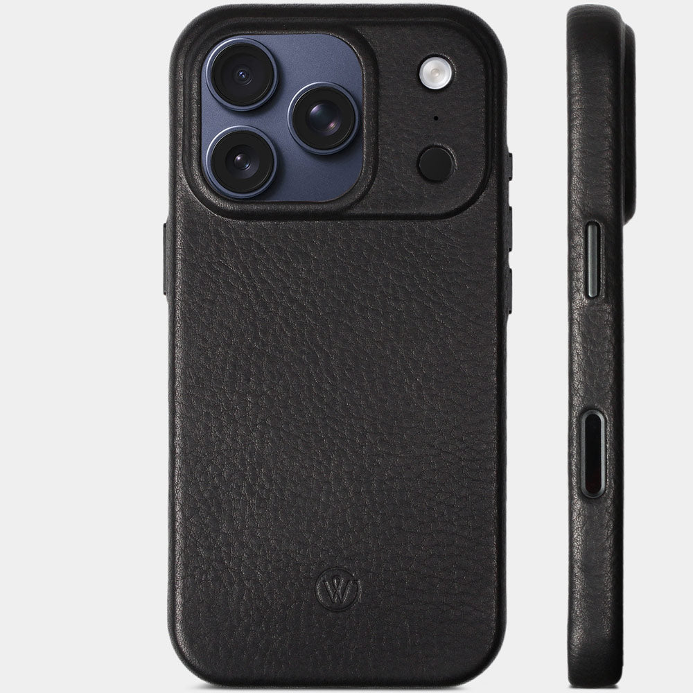 iPhone 17 Pro Hülle Leder Schwarz – hochwertige Lederhülle von Good Wilhelm mit stabilem Kameraschutz, optimaler Kameraausschnitt, auch für iPhone 17 Pro Max geeignet
