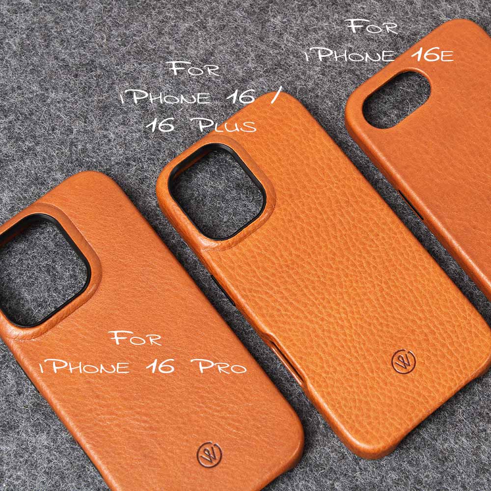 Premium iPhone 16 Lederhülle für Pro, Pro Max und 16/16e BRUNO - Handgefertigt