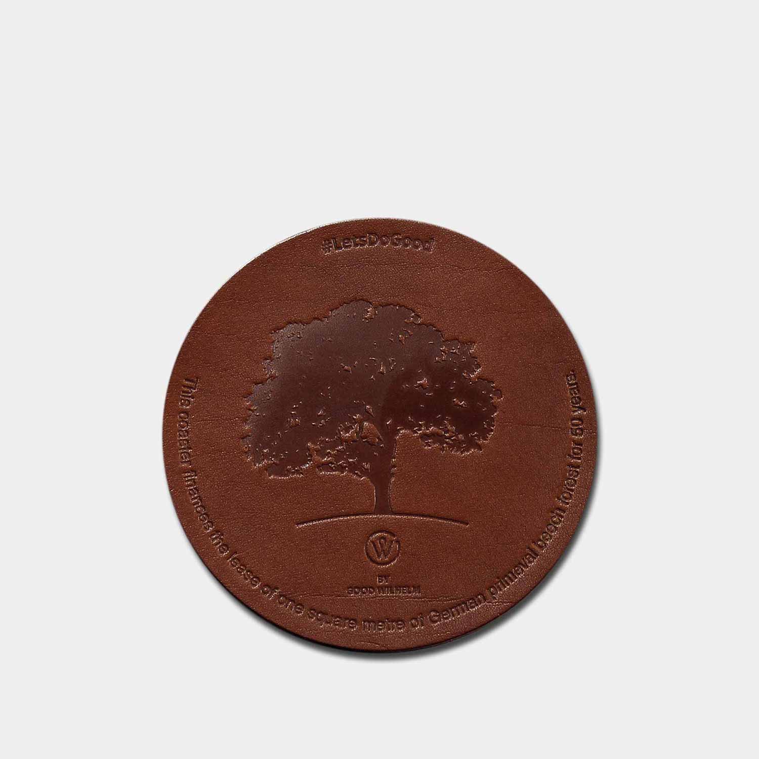 Leder Untersetzer MAX von Goodwilhelm in der Farbe cognac von oben