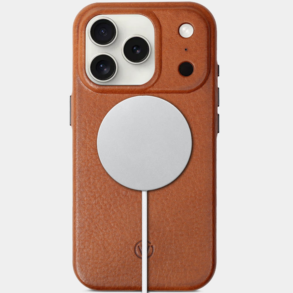 iPhone 17 Air Hülle Leder Cognac Braun – MagSafe kompatible Lederhülle