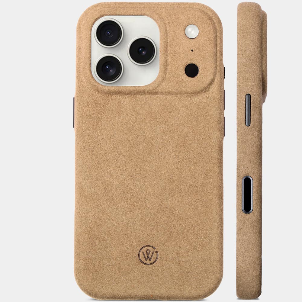 iPhone 17 Pro Alcantarahülle Baltic Sand – mit sicherem Kameraschutz und kleinem Ausschnitt, Premium Schutzhülle von Good Wilhelm, auch für iPhone 17 Pro Max Alcantarahülle geeignet