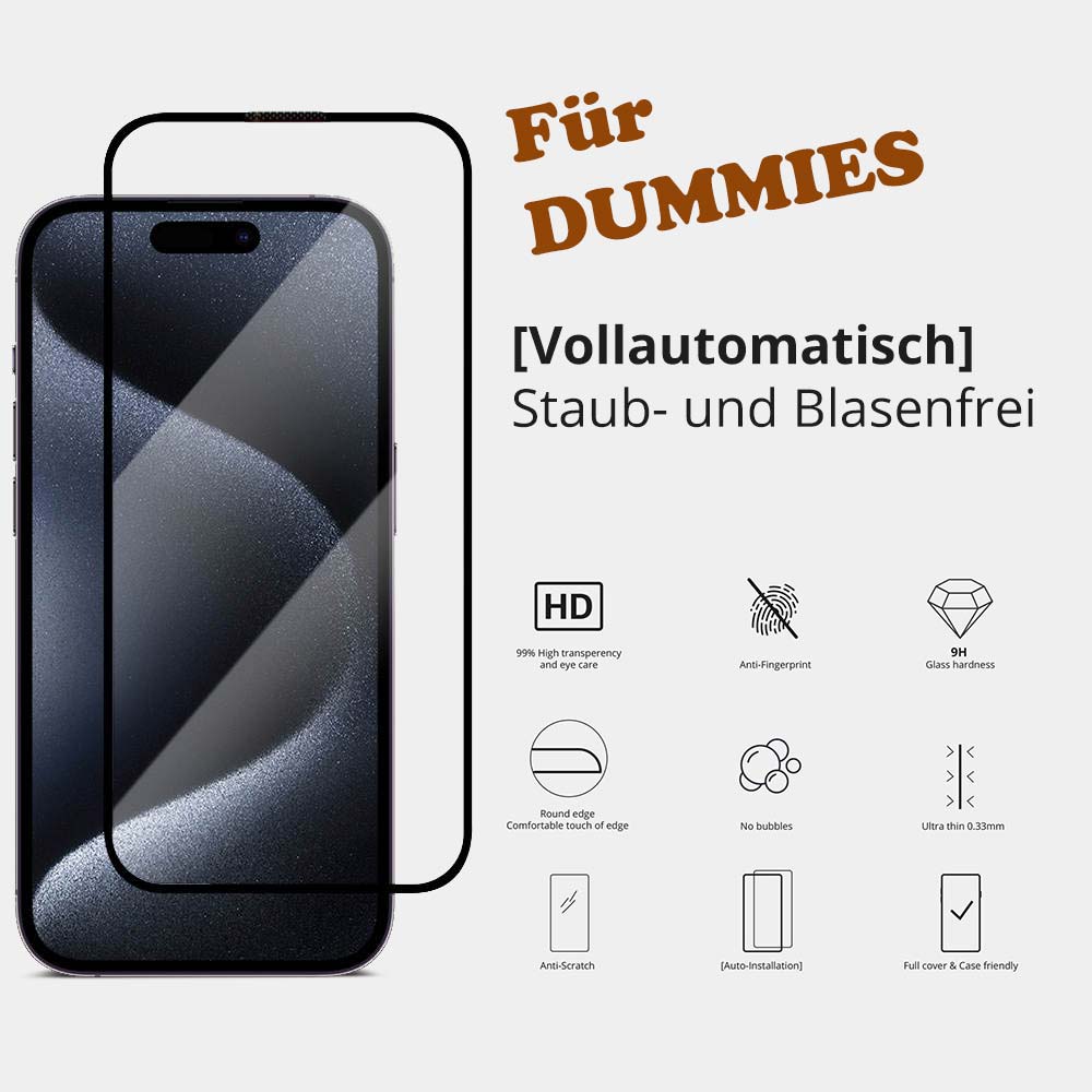 iPhone Panzerglas für Dummies [Auto-Installation] Staubfrei & Sorgenlos (10 Sek. Montage)