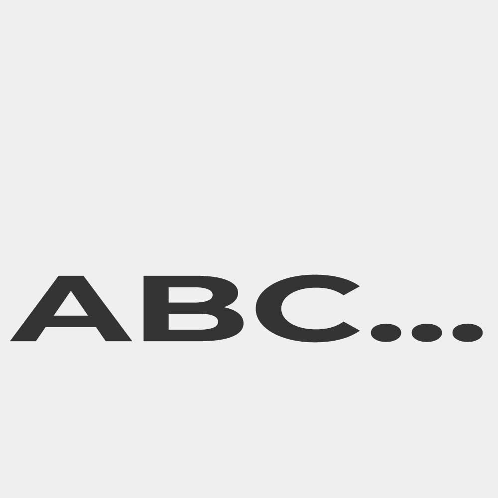 Schwarze Schrift "ABC..." auf weißem Hintergrund